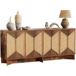 Large Modern Boho Rattan Buffet Sideboard Cabinet with Storage and Credenza