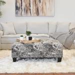 Roundhill Furniture Berliton Fabric Tufted Oversized Ottoman, Turkish Charcoal