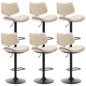 Walnut Bentwood Adjustable Swivel Bar Stool Set Leather Upholstery Kitchen Dining Cafe Pub 6pcs, Customized