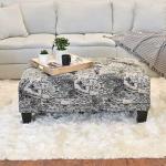 Roundhill Furniture Berliton Fabric Tufted Oversized Ottoman, Turkish Charcoal