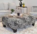 Roundhill Furniture Berliton Fabric Tufted Oversized Ottoman, Turkish Charcoal