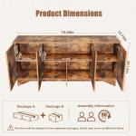 Large Modern Boho Rattan Buffet Sideboard Cabinet with Storage and Credenza