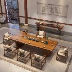 Tea table and chair living room solid wood Kung Fu new Chinese log tea table
