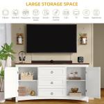 DWVO Farmhouse Sideboard Buffet Cabinet with Storage, 59" Sideboard Cabinet with Drawers & Doors, Kitchen Storage Cabinets for Dining Room Living Room, White