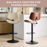 Walnut Bentwood Adjustable Swivel Bar Stool Set Leather Upholstery Kitchen Dining Cafe Pub 6pcs, Customized