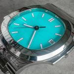 Modern watch coffee table, tempered glass countertop, simple stainless steel living room table