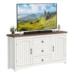 DWVO Farmhouse Sideboard Buffet Cabinet with Storage, 59" Sideboard Cabinet with Drawers & Doors, Kitchen Storage Cabinets for Dining Room Living Room, White