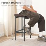 HOOBRO Bar Stools, Set of 2 Barstools, 24.8-Inch Height Stools, Breakfast Barstools, Kitchen Bar Chairs, 2" Thick Upholstery, for Kitchen, Dining Room, Cafe, Bar Counter, Brown and Black BC21BY01