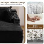 133" Oversized Cloud Boneless Sofa Couch with Chaise, Modern Corduroy U Shaped Modular Sectional Sofa with Deep Seat, Comfy Couch with Cupholders and Storage, No Assembly Required-Black