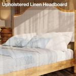 Jocisland Wooden Platform Bed Frame King with Upholstered Headboard Solid Wood Bed, No Box Spring Needed, Walnut