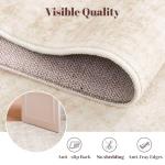 Homemate Washable Rug 8x10 Area Rugs - Vintage Faux Wool Rugs for Living Room Bedroom Dining Room - Non Slip Foldable Carpet Indoor Area Rug for Home Decor（8'x10', Beige