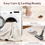 Homemate Washable Rug 8x10 Area Rugs - Vintage Faux Wool Rugs for Living Room Bedroom Dining Room - Non Slip Foldable Carpet Indoor Area Rug for Home Decor（8'x10', Beige