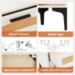 Mericonia 6 Drawer Double Dresser for Bedroom, Wood Rattan Dresser for Closet with Metal Legs, Boho TV Stand with Drawers, Dressers & Chests of Drawers for Bedroom, Hallway and Entryway, White