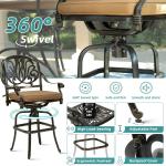 10pc Cast Aluminum Outdoor Bar Set 8 Cushioned Swivel Stools 64" Square Table Lazy Susan Umbrella Hole, Customized