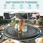 10pc Cast Aluminum Outdoor Bar Set 8 Cushioned Swivel Stools 64" Square Table Lazy Susan Umbrella Hole, Customized