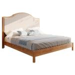 Jocisland Wooden Platform Bed Frame King with Upholstered Headboard Solid Wood Bed, No Box Spring Needed, Walnut