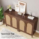 Tribesigns Set of 2 Rattan Sideboard Buffet Cabinet with Storage, 59 Inch Accent Cabinet for Dining Room, Living Room, Kitchen, Rattan and Dark Brown