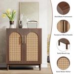 Tribesigns Set of 2 Rattan Sideboard Buffet Cabinet with Storage, 59 Inch Accent Cabinet for Dining Room, Living Room, Kitchen, Rattan and Dark Brown