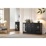 58.2'' Modern Sideboard with Storage, Accent Buffet Cabinet with 2 Glass Doors,Credenza with Two Drawers and Adjustable and Shel