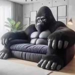 For Light luxury gorilla leather sofa bed creative two-dimensional snow monster villa   bedroom