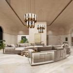 Modular large commercial Italian luxury leather curved sofa modern combination living room curved sofa