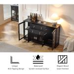 58.2'' Modern Sideboard with Storage, Accent Buffet Cabinet with 2 Glass Doors,Credenza with Two Drawers and Adjustable and Shel