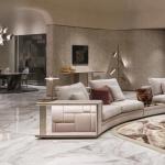 Modular large commercial Italian luxury leather curved sofa modern combination living room curved sofa