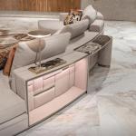 Modular large commercial Italian luxury leather curved sofa modern combination living room curved sofa