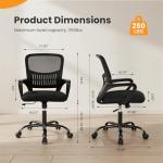 Sweetcrispy Home Office Managerial Executive Chair, Ergonomic Mesh Adjustable Swivel Mid-Back Computer Desk Chair with Comfortable Lumbar Support, Comfy Arms for Bedroom,Study