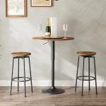 HOOBRO Bar Stools, Swivel Bar Stools Set of 2, 24.9" Round Bar Chairs, Backless Modern Breakfast Chairs, with Adjustable Feet, for Kitchen Islands, Bar, Cafe, Rustic Brown and Black BF24BY01