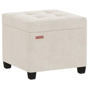 ABHENG 17.7 inches Velvet turfed Ottomans Cube with Legs, Metal-Framed Square Linen Storage Ottoman Foot Rest Stool Holds 770 LB for Dorm Living Room Bedroom White UASND64W