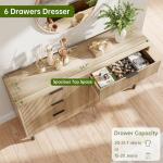 GarveeHome Oak Fluted 6 Drawer Dresser, Wide Wood Double Dresser with Metal Legs and Handles, Modern Chest of Drawers with Anti-Tipping Design for Bedroom Living Room, Hallway