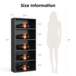 Sweetcrispy Industrial 5 Shelf Bookcase - Large 53 Inch Tall Floor Standing Open Bookshelf with Anti-Tipping Device for Home Office, Living Room, and Bedroom Storage, Black