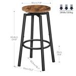 HOOBRO Bar Stools, Swivel Bar Stools Set of 2, 24.9" Round Bar Chairs, Backless Modern Breakfast Chairs, with Adjustable Feet, for Kitchen Islands, Bar, Cafe, Rustic Brown and Black BF24BY01