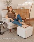 ABHENG 17.7 inches Velvet turfed Ottomans Cube with Legs, Metal-Framed Square Linen Storage Ottoman Foot Rest Stool Holds 770 LB for Dorm Living Room Bedroom White UASND64W