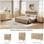 GarveeHome Oak Fluted 6 Drawer Dresser, Wide Wood Double Dresser with Metal Legs and Handles, Modern Chest of Drawers with Anti-Tipping Design for Bedroom Living Room, Hallway