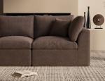 ohllob 110" Cloud Sectional Couches for Living Room, Boneless L-Shape Couch with Ottoman, 3 Seater Modular Sectional Sofa, Brown