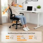 Sweetcrispy Home Office Managerial Executive Chair, Ergonomic Mesh Adjustable Swivel Mid-Back Computer Desk Chair with Comfortable Lumbar Support, Comfy Arms for Bedroom,Study