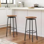 HOOBRO Bar Stools, Swivel Bar Stools Set of 2, 24.9" Round Bar Chairs, Backless Modern Breakfast Chairs, with Adjustable Feet, for Kitchen Islands, Bar, Cafe, Rustic Brown and Black BF24BY01