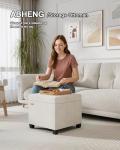ABHENG 17.7 inches Velvet turfed Ottomans Cube with Legs, Metal-Framed Square Linen Storage Ottoman Foot Rest Stool Holds 770 LB for Dorm Living Room Bedroom White UASND64W