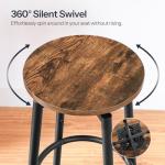 HOOBRO Bar Stools, Swivel Bar Stools Set of 2, 24.9" Round Bar Chairs, Backless Modern Breakfast Chairs, with Adjustable Feet, for Kitchen Islands, Bar, Cafe, Rustic Brown and Black BF24BY01