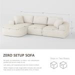 Dowinx 107'' Modular Sectional Sofa Couch with Chaise, No Assembly Required, Modern Bouclé-Inspired Upholstery, Convertible L-Shaped Design for Living Room – Ivory Beige