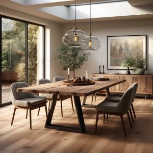 */--Dining Room Furniture Solid Wooden Dinning Set With 6 Chairs Dining Table