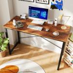 DUMOS 47 in Small Computer Desk for Home Office, Modern Study Work Table Simple Style for Bedroom, Writing Desks with X-Shaped Reinforcement, Wood Brown