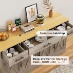 Vongrasig Buffet Cabinet with Drawers, 53” Large Sideboard Buffet Kitchen Storage Cabinet, Modern Farmhouse Coffee Bar with Shelves and Doors, Wood Buffet Table for Kitchen, Dining Room, Ash Grey