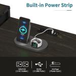 LUMTOK 11 Drawers Dresser with Fabric Drawers,Charging Station, LED Lights and Shelves for Bedroom,Hallway, Storage Organization (Black Wood Veins)