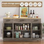 Vongrasig Buffet Cabinet with Drawers, 53” Large Sideboard Buffet Kitchen Storage Cabinet, Modern Farmhouse Coffee Bar with Shelves and Doors, Wood Buffet Table for Kitchen, Dining Room, Ash Grey
