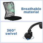 FDW Home Office Chair Mid Back Mesh Desk Chair Armless Computer Ergonomic Task Rolling Swivel Chair Back Support Adjustable Modern with Lumbar Support,Black