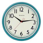 Westclox Retro Wall Clock for Kitchen, Bedroom, or Living Room – Vintage Quartz Analog Wall Clock with Chrome Bezel & Dome Glass Lens, Easy-to-Read Numbers (Teal, 12")