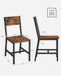 VASAGLE Dining Chair Set of 4, Rustic Wood Chairs with Metal Steel Frame, Easy to Assemble, Comfortable Seat, Modern Farmhouse Chair for Kitchen, Bedroom, Living Room, Rustic Brown and Ink Black